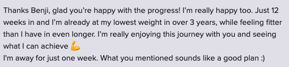 Rob says he reached his lowest weight in over three years after twelve weeks and felt fitter than he had in longer.