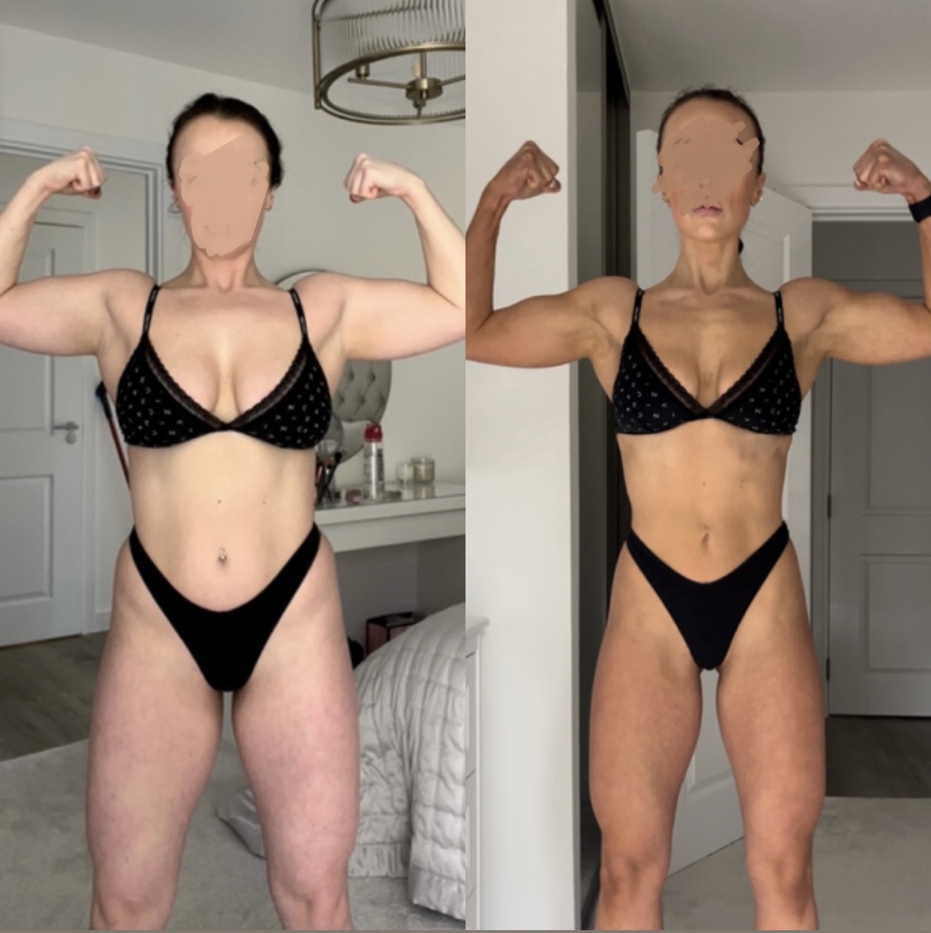 Amy's original before-and-after coaching comparison